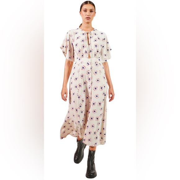 NWT Rue Stiic Greta Maxi Dress in Flowers of the Arts Print w Keyhole Bodice - Picture 4 of 12